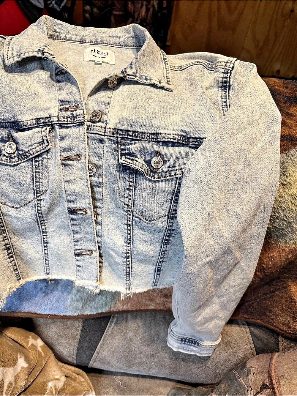 Almost Famous Denim Jacket in Blue Size Medium Like New